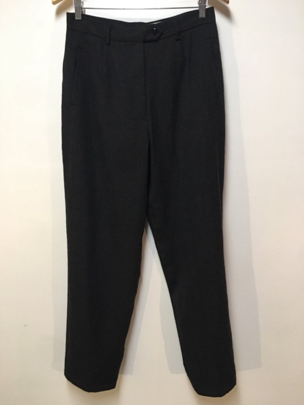 Jonathan Logan Women 12 Dress Pants Gray‎ 100% Wool Line High Rise Taper Vintage